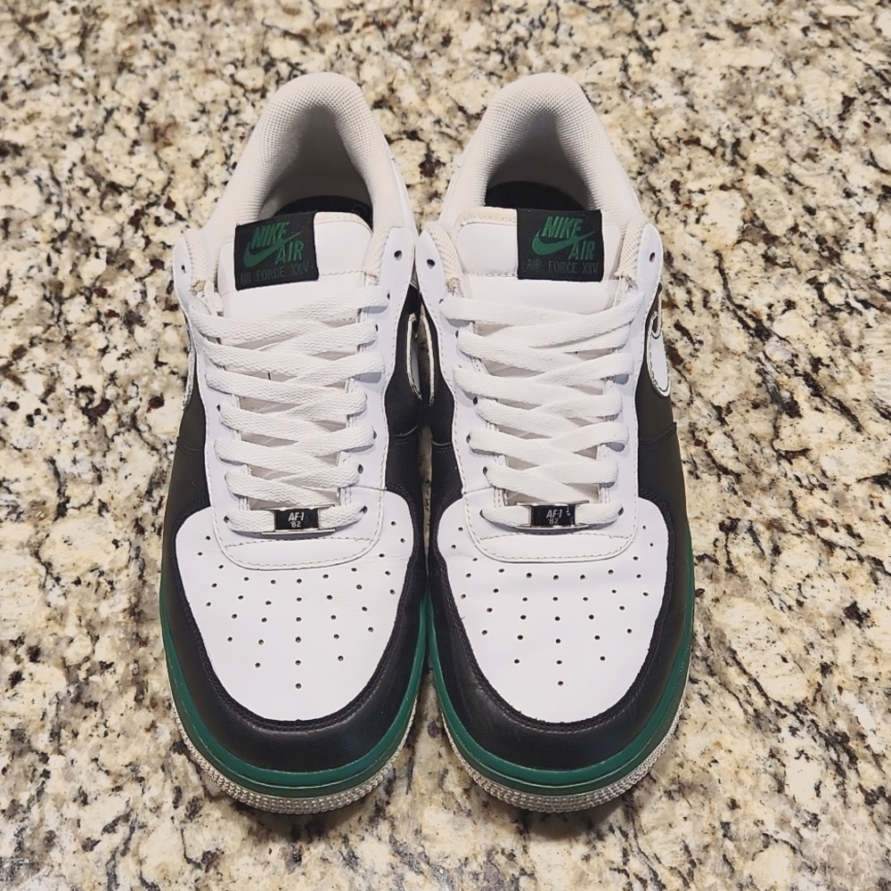 Nike Air Force Ones Mens 11.5 black white and green